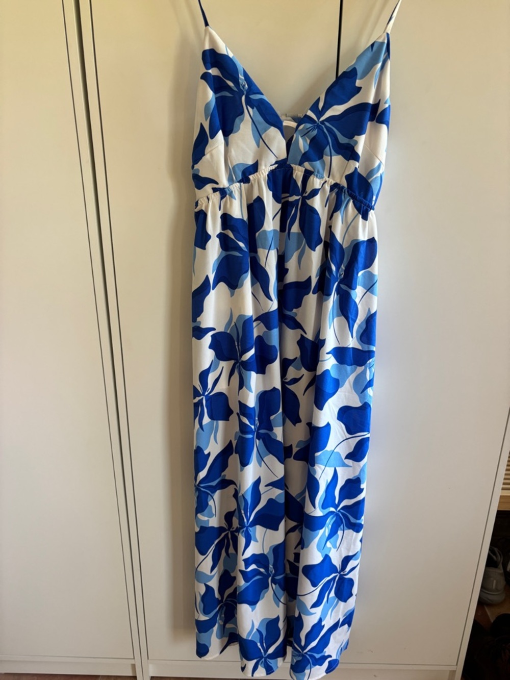 Blue & White Floral Maxi Dress—NWT